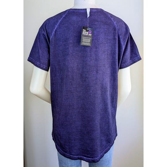 New The Animal Rescue Site Dog & Moon T-Shirt Tee Size Large Acid Wash Purple - Picture 8 of 11